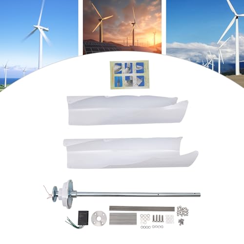 Wind Turbine Wind Generator Kit, 2 Ring Blades Wind Turbine with Controller 400W 12V DC, Vertical Axis Wind Generator Kit Wind Generator Windmill for Home Garden Boat Street Lighting (White)