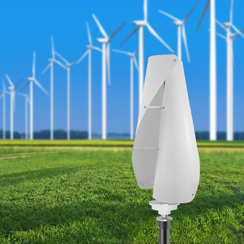 Wind Turbine Wind Generator Kit, 2 Ring Blades Wind Turbine with Controller 400W 12V DC, Vertical Axis Wind Generator Kit Wind Generator Windmill for Home Garden Boat Street Lighting (White)