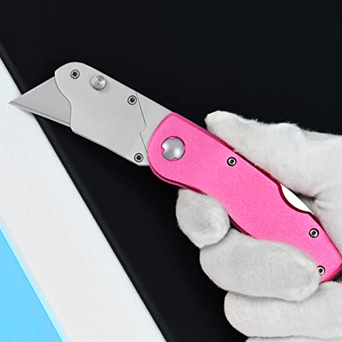 DISPATCH Folding Utility Knife Paper Cutter Stainless Steel Plastic Handle Replaceable Blade Utility Craft Knife Cutter