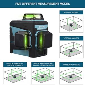 Self-Leveling Laser Level, WESCO 3 x 360° 3D Green Laser Level, 65ft Cross Line Laser Tool, Three-Plane Leveling and Alignment Laser Level Tool with Laser Class ll, 1mW