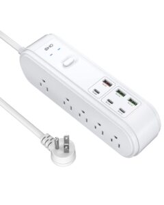 pd 20w surge protector, 10 outlets and 3 usb c&3 usb a ports, 6ft extension cord, overload protection, desktop high-speed charging station power bar for iphone 14, 1875w/15a, 4500j