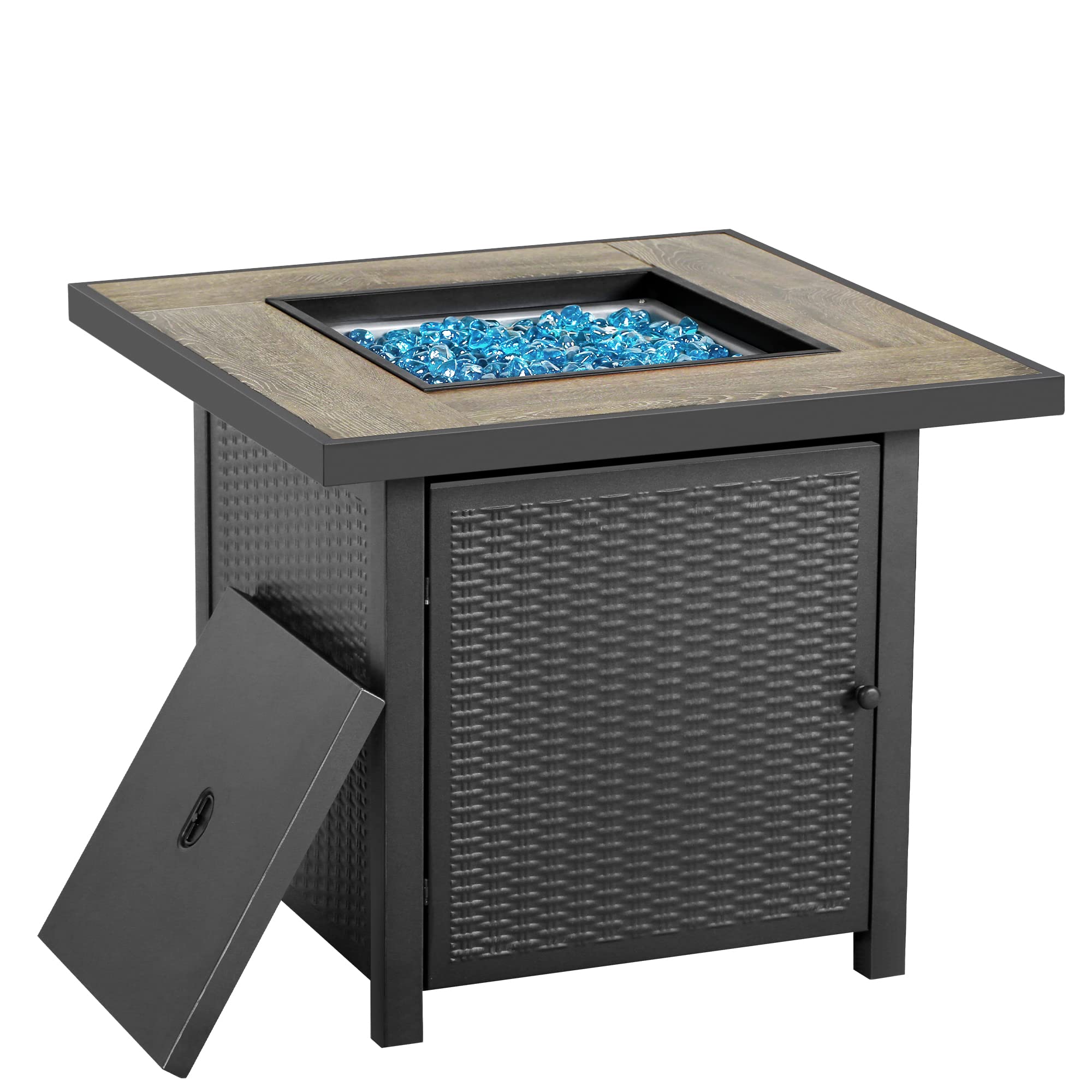 BALI OUTDOORS 30 Inch Propane Fire Pit Table, Gas Fire Pit for Outside Patio Square, 50,000 BTU