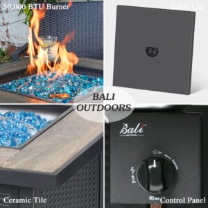 BALI OUTDOORS 30 Inch Propane Fire Pit Table, Gas Fire Pit for Outside Patio Square, 50,000 BTU