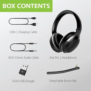 Avantree Aria Pro 2 - Bluetooth Headphones with Noise Filtering Mic for Clear Calls, Dual Link for PC & Phone, Active Noise Cancelling Wireless Headset with USB Adapter for Computer & Laptop