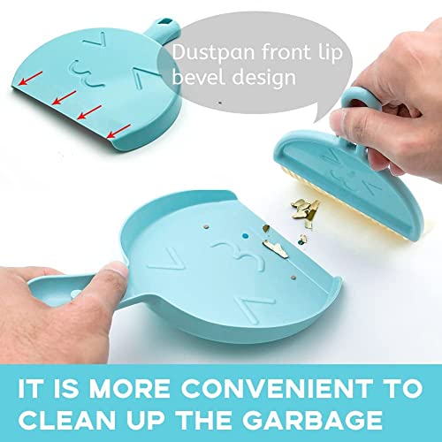 Mini Broom and Dustpan Small Dustpan and Brush Set Hand Broom and Dustpan Set.Small Dustpan Whisk Broom for Cleaning Desk, Computer Table,Keyboard,Kitchen Necessities.