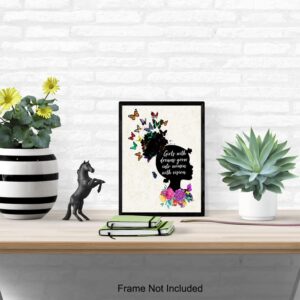 African American Girls Motivational Wall Art - Black Art - Inspirational Poster - Teens, Little Girls Bedroom, Kids Room - Positive Quotes - Encouragement Sayings - Daughter Gifts - Family Wall Decor