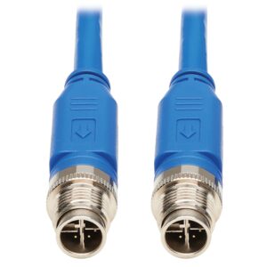 tripp lite m12 x-code cat6 ethernet cable blue (m/m), 1 gbps, utp, ul cmr-lp certified for 60w poe, heavy-duty ip68 rating, 9.8 feet / 3 meters, (nm12-601-03m-bl)