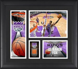 de'aaron fox sacramento kings framed 15'' x 17'' player collage with a piece of team-used basketball - nba player plaques and collages