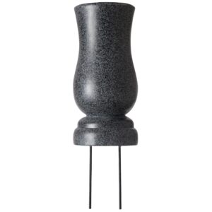 everlasting silk flowers cemetery vase with stakes - plastic flower vases with 2 ground spikes, draining holes - for garden, lawn, yard - memorial grave decorations - 13x3.5x3.9”, black granite design