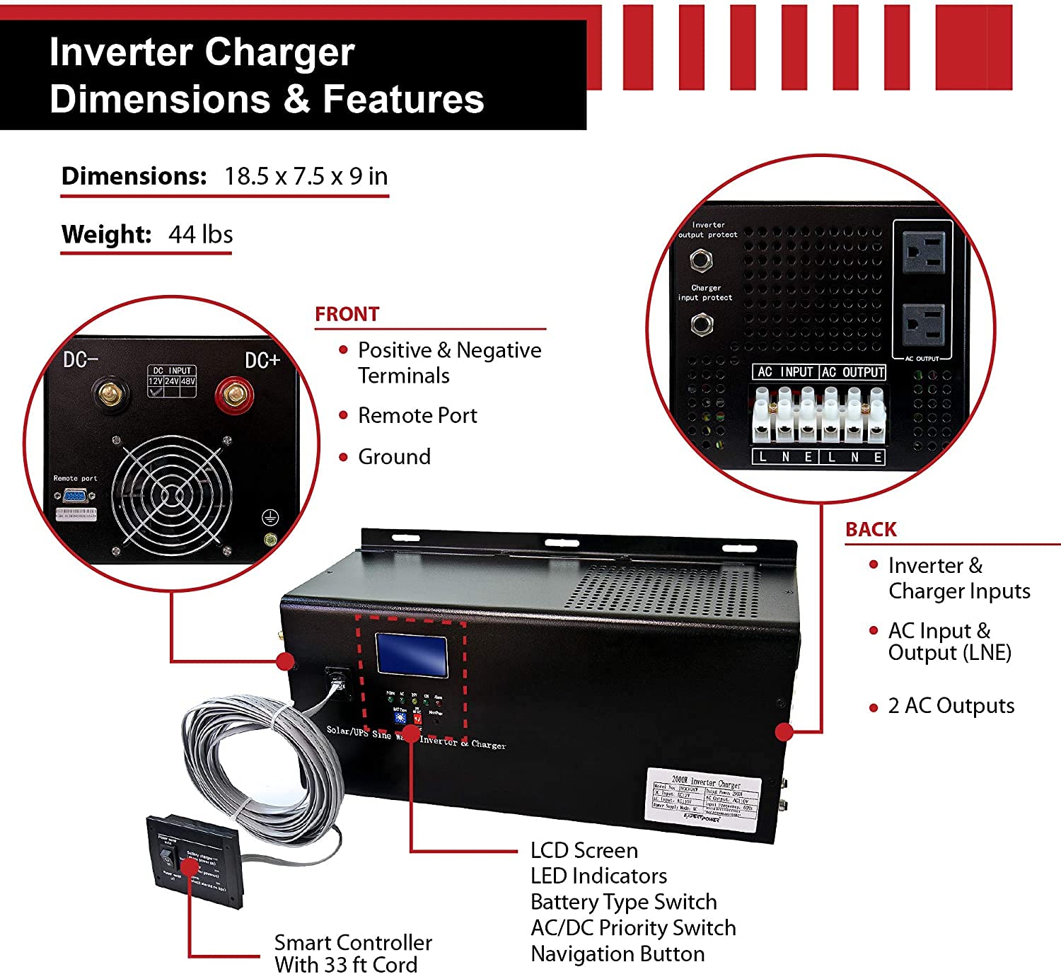 ECI Power 1.3KWH 12V Solar Power System Kit | LiFePO4 12V 100Ah, 400W Mono Solar Panels, 30A MPPT Solar Charge Controller, 2KW Pure Sine Wave Inverter Charger | RV, Trailer, Camper, Marine, Off Grid