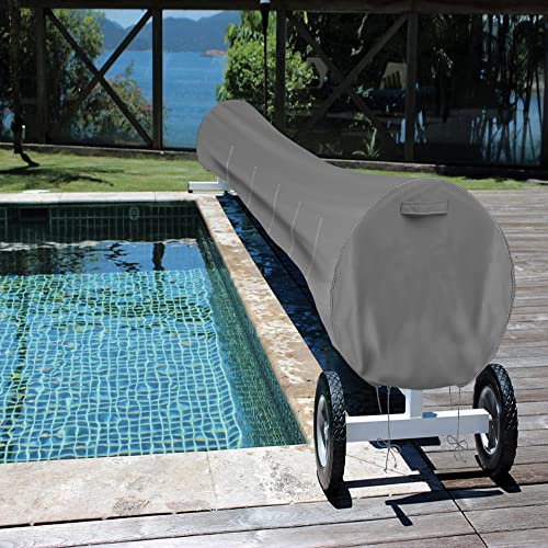 HWmatyCover Swimming Pool Solar Reel Cover for Pools Reel up to 16Ft Wide -Heavy Duty Waterproof Pool Solar Blanket Reel Cover- Provide a Great Fit and All Weather Protection(Grey)