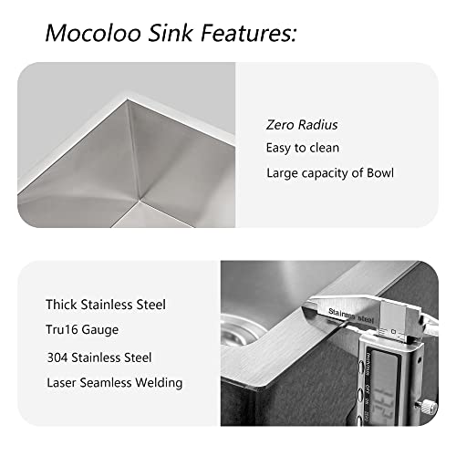 24 Undermount Luandry Sink -Mocoloo 24x18x12 Inch Utility Sink 16 Gauge Stainless Steel Under Counter Single Bowl 12 Inch Deep Laundry Room Utility Sinks