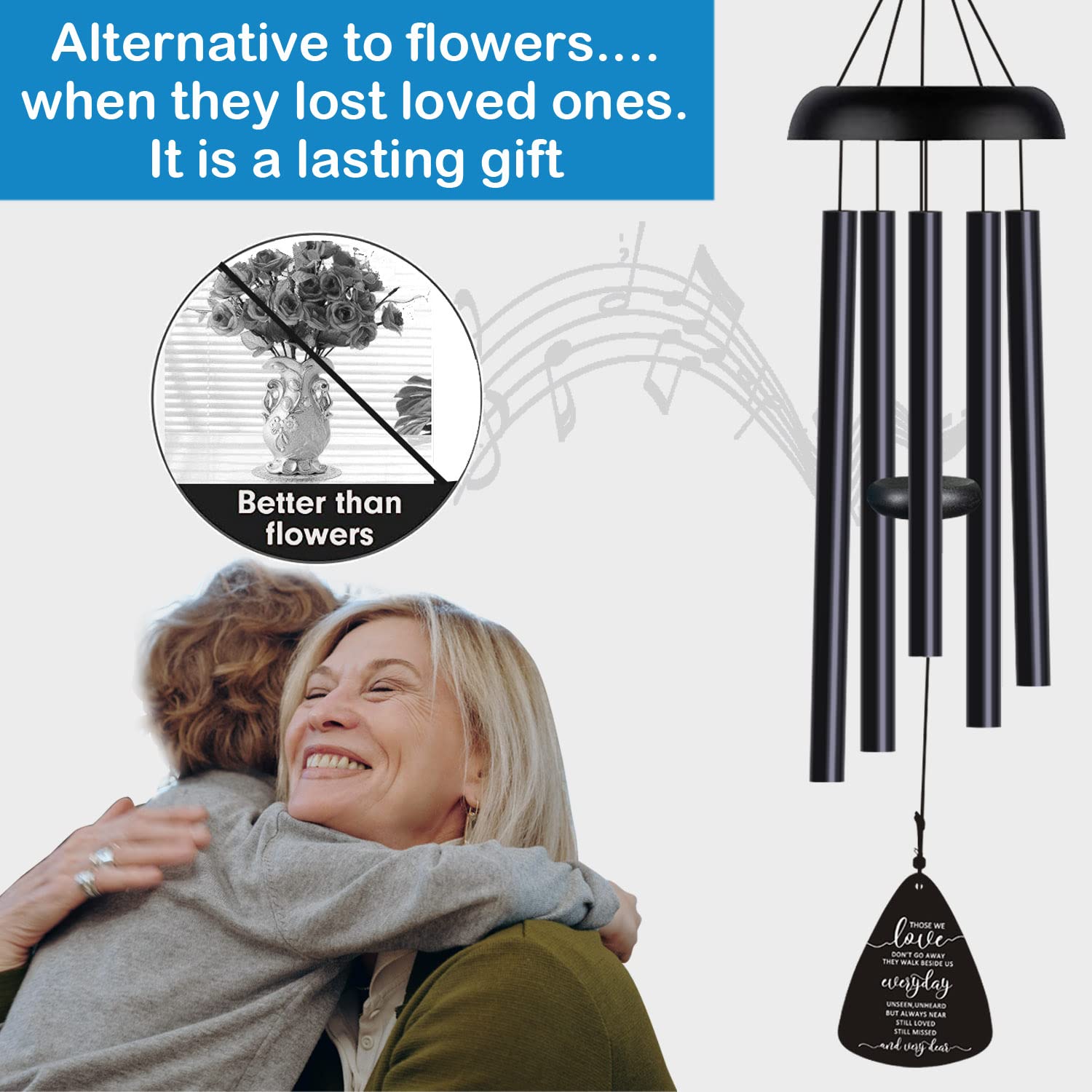 Sympathy Memorial Wind Chimes for Loss of Loved One Prime, Sympathy Gift Baskets Memorial Gifts for Loss of Mother Father, Grief Gifts Bereavement Funeral Gifts Windchimes in Memory of A Loved One