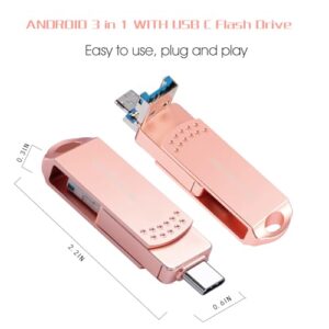 USB Flash Drive 1TB USB C Thumb Drive Phone Photo Stick 3in1 USB 3.1 Memory Stick External Storage Richwell for Android Devices,Computers and MacBook USB C-1TB AZ Pink