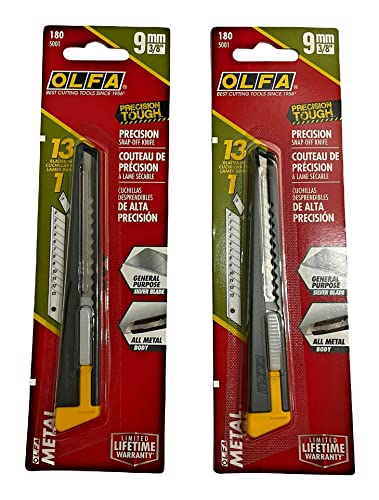 O L F A OLFA 5001 180 9mm Multi-Purpose Metal Handle Utility Knife (2 PACK)