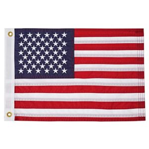 syii american us boat flag 16x24 inch made in usa, embroidery 50 stars ensign nautical u.s.a flags with 2 brass grommets, heavy duty nylon outdoor banner for yacht