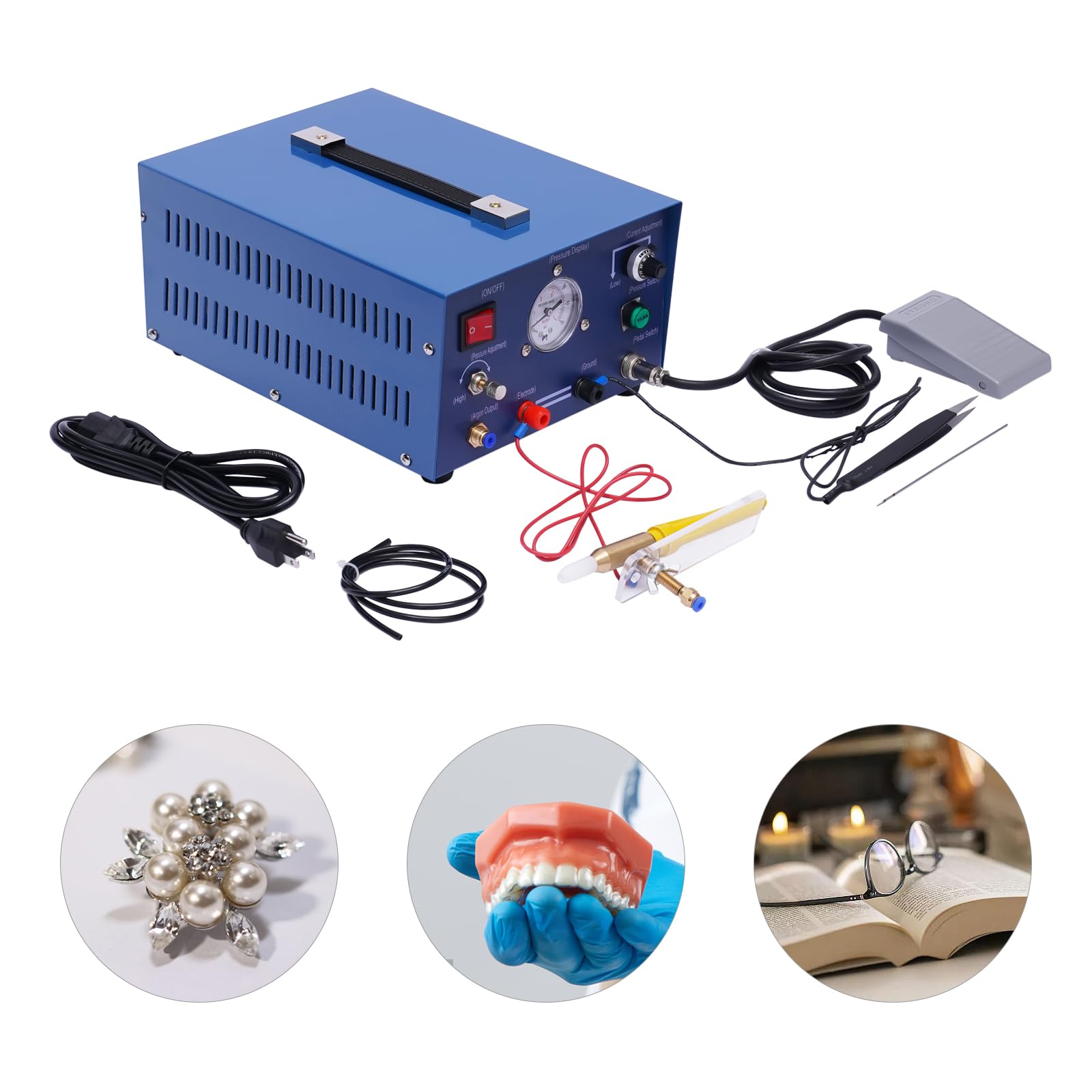 Adjustable Pulse Spot Welding Machine, 800W Jewelry Welder Argon Pulse Sparkle Spot Welder for Gold Silver Platinum