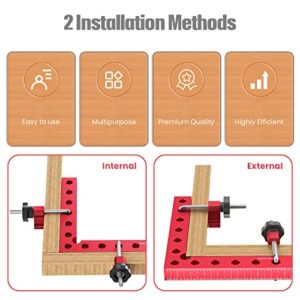 90 Degree 5.5" Aluminum Corner Clamps for Woodworking - 4 Pack Positioning Clamping Squares for Boxes, Cabinets, Drawers