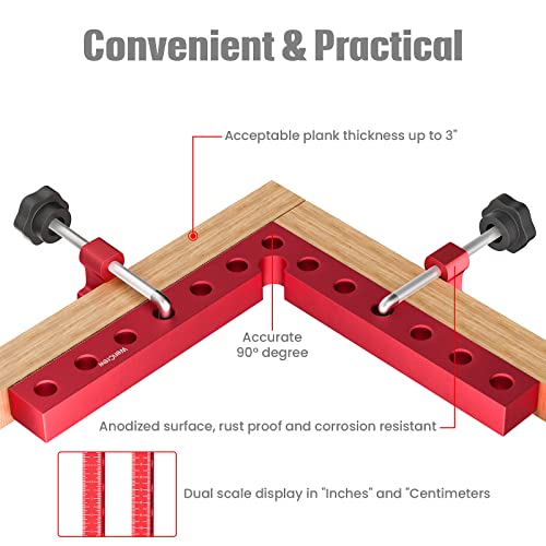 90 Degree 5.5" Aluminum Corner Clamps for Woodworking - 4 Pack Positioning Clamping Squares for Boxes, Cabinets, Drawers