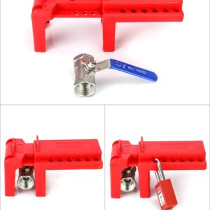 QWORK Ball Valve Lockout, Safety Lock, 1/2" - 2-1/2" Diameter, Red