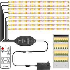 grow lights strip full spectrum cabinet lights grow plant light with 4/8/12h auto on/off timer,384 leds 10 brightness grow bar strips sunlike grow lamp for indoor plants 8 pack