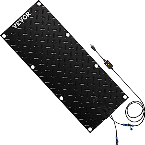 VEVOR 10in x 30in PVC Heated 6ft Power Cord Snow Melting Mat, Black