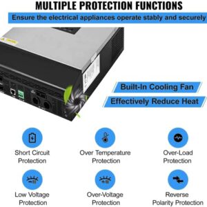 Y&H 3KVA/3500W Solar Hybrid Inverter DC24V to AC110V Off Grid Pure Sine Wave Inverter Built in 50A PWM Solar Controller,Support Utility/Generator/Solar Energy Charge