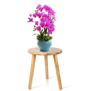 ethuh plant stand - wood stool for plant small plant stand - plant table mid century plant stand and tall plant holder for flower pots indoor plant stand brown solid wood (wood)