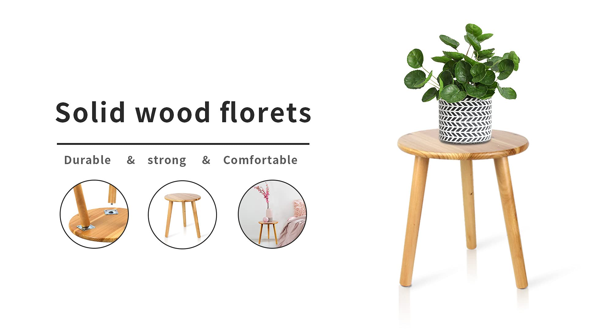 Ethuh Plant Stand - wood stool for Plant Small Plant Stand - Plant Table Mid Century Plant Stand and Tall Plant Holder for Flower Pots Indoor Plant Stand Brown Solid Wood (wood)