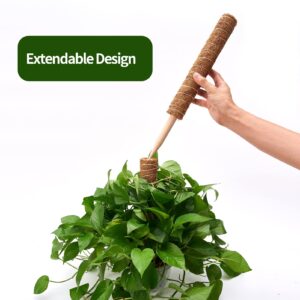 Eibikdi 6 Pcs Moss Pole Extending to 68 Inches for Plants Monstera, Plant Support Stakes for Indoor Climbing Plants Grow Upwards, with 65ft Twist Ties, 13ft Jute Rope, 6.5ft Hook-and-Loop Strip