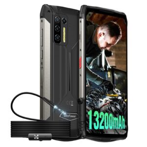 ulefone rugged smartphone, power armor 13 with endoscope, ip68 waterproof phone, 13200mah battery, 15w wireless charge, 48mp four rear camera, 6.81" fhd+, 8gb + 256gb, helio g95 octa-core android 11