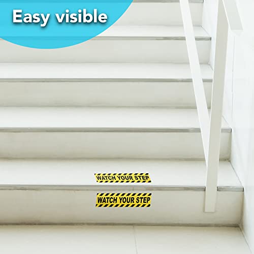 2 PC Watch Your Step - 10x3 Watch Your Step Floor Sticker - Watch Your Step Sticker - Caution Stickers - Watch Your Step Sign for Floor Outdoor/Indoor