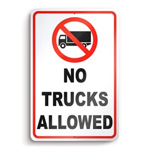 no trucks sign - 8x12 aluminum no big trucks sign - no truck parking signs - no trucks allowed sign - private road no truck turnaround sign