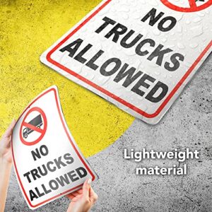 No Trucks Sign - 8x12 Aluminum No Big Trucks Sign - No Truck Parking Signs - No Trucks Allowed Sign - Private Road No Truck Turnaround Sign
