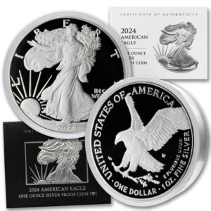 2024 w 1 oz american silver eagle proof coin in original united states mint packaging (in capsule) with certificate of authenticity $1 pr