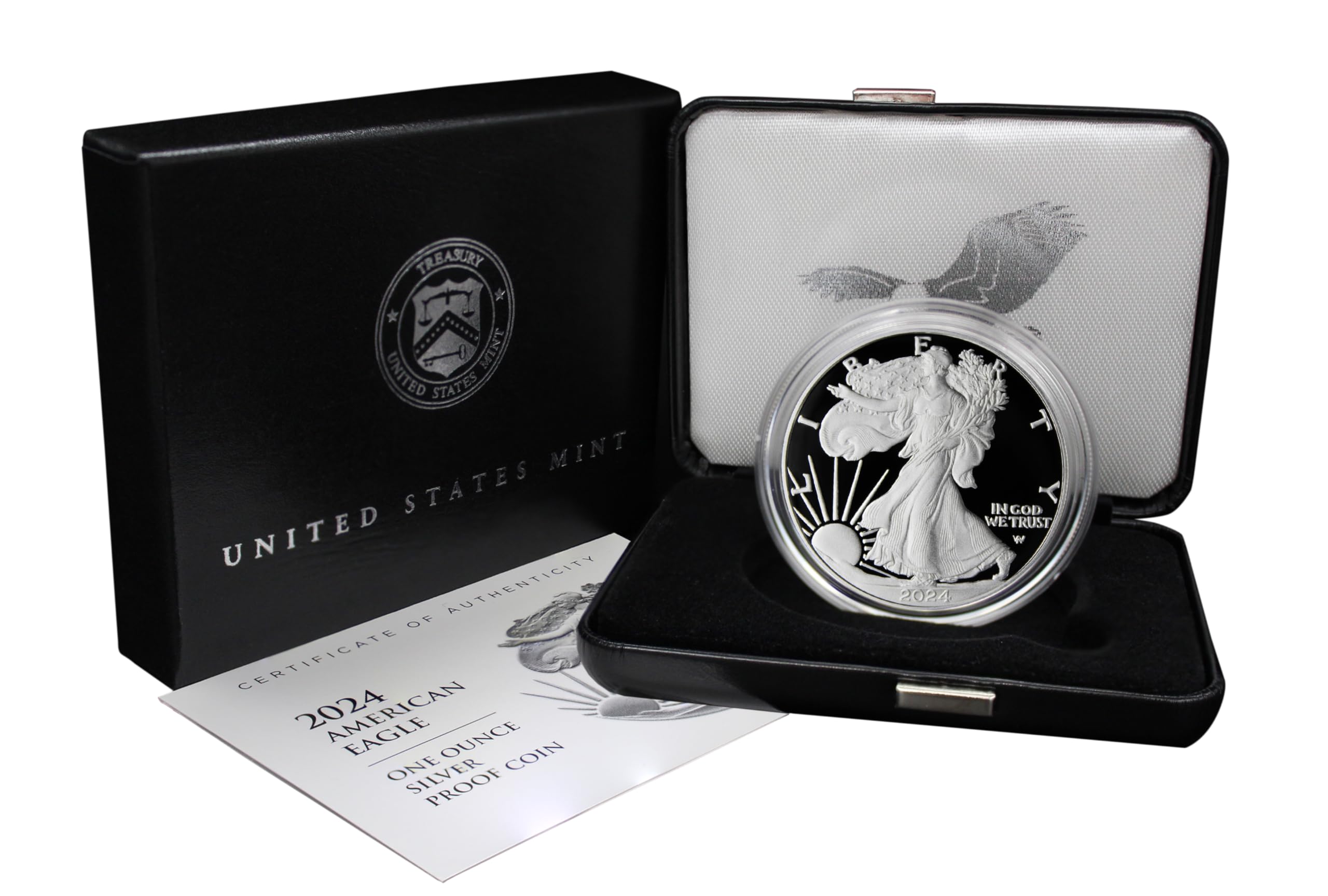 2024 W 1 oz American Silver Eagle Proof Coin in Original United States Mint Packaging (in Capsule) with Certificate of Authenticity $1 PR