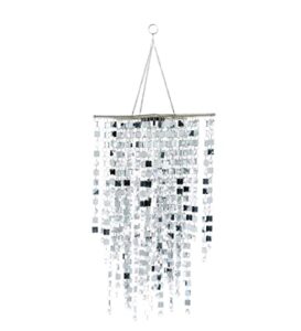 wind & weather 12-inch diameter by 29.5-inch high star-shaped mirrored outdoor chandelier with solar lights powered by discreet solar panel in top with 9-inch long hanging chain included