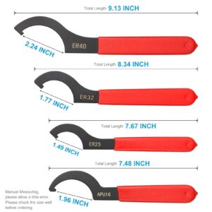 Ocasar Coilover Wrench Spanner, 4PCS Non-Slip Spanner Wrench Set, Professional Universal Rubber Handle Wrench Spanner Tool for Floor Heating Pipes and Cars Walnut