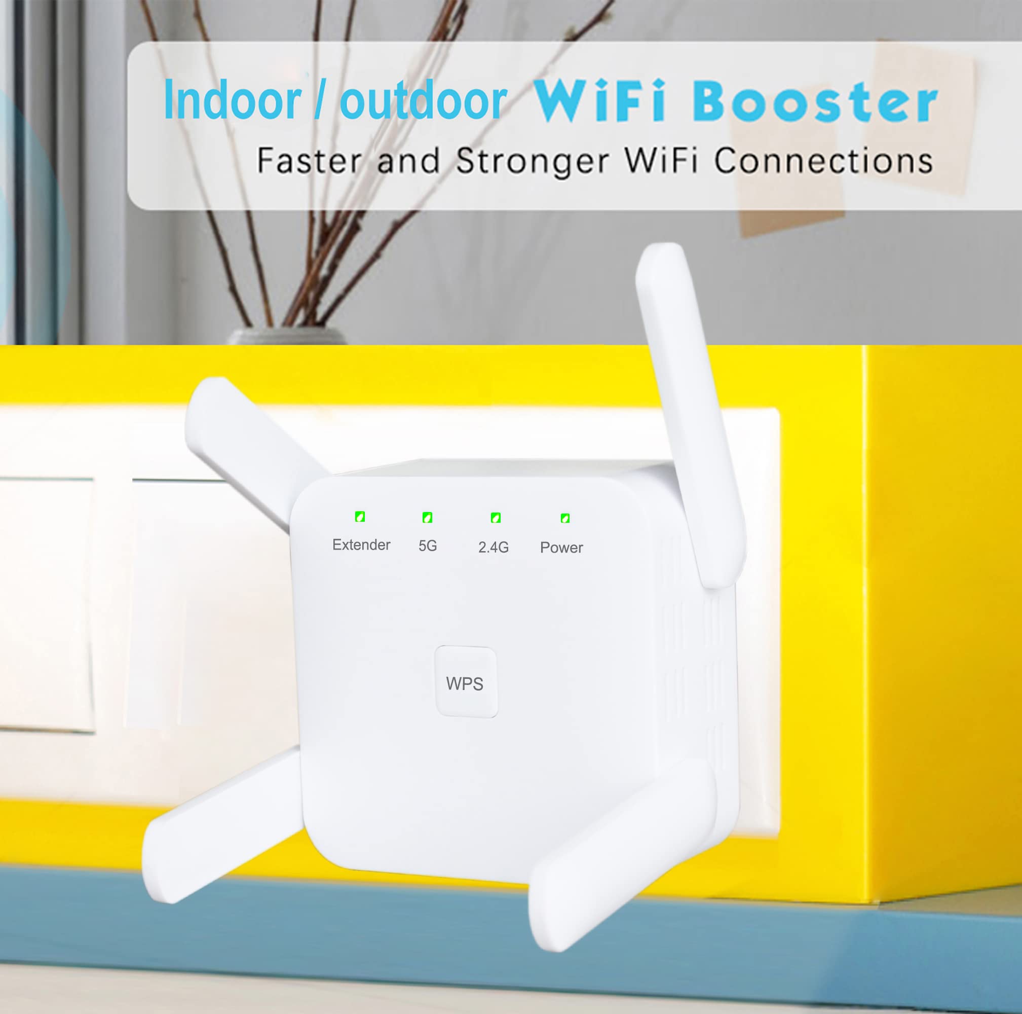 WiFi Extender WiFi Booster Indoor/Outdoor Repeater Signal Booster 1200Mbps WiFi Amplifier Long Range High Speed 5G/2.4G WiFi Internet Connection (White)