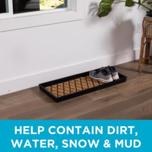 Rubber Boot & Shoe Tray | Coir Insert | 34" x 14" | Waterproof Shoe Tray for entryway | Trellis Pattern