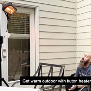 KUTON Outdoor Electric Heater, 1500W Infrared Patio Heater, Standing Indoor Heater with Telescopic Tripod, Tip-Over & IP65 Waterproof For Garage Backyard, Angle Adjustable, YD-SH-B