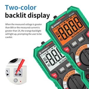 ANKONG TRMS Digital Multimeter - Fast Accurate Voltage Current Resistance Diodes & Continuity Measurements - 6000 Counts, Auto-Ranging - Ideal for Automotive & Overhead Lines - Includes Duty-Cycle Cap