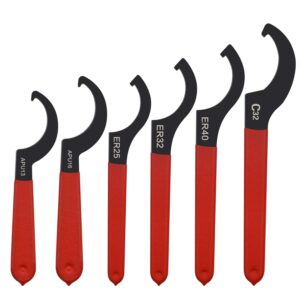 ayqwe 6pcs coilover wrench, c-shape shock spanner wrench hook tools steel spanner, for suspension system and shock adjustments
