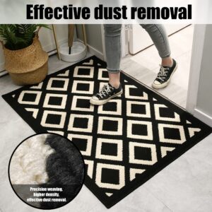 Feivea Indoor Doormat Durable Front Back Door Mat Outdoor Door Rug Resist Dirt Mat for Entryway Kitchen Patio Machine Washable Non Slip Easy Clean Low Pile, 20"x31.5", Black and White