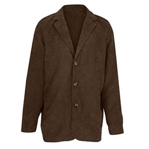 Wooper Corduroy Jacket Men Vintage Trench Coat - Autumn Winter Jacket Brown Fashion Trend Top Denim Jacket, X-Large