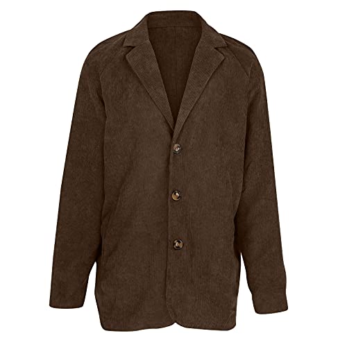 Wooper Corduroy Jacket Men Vintage Trench Coat - Autumn Winter Jacket Brown Fashion Trend Top Denim Jacket, X-Large