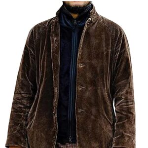 Wooper Corduroy Jacket Men Vintage Trench Coat - Autumn Winter Jacket Brown Fashion Trend Top Denim Jacket, X-Large