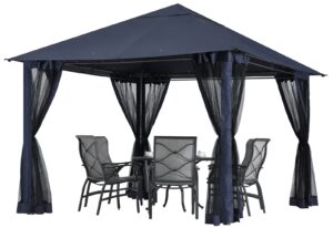 cooshade 10x10 gazebos for patios outdoor gazebo canopy with mosquito netting(navy blue)