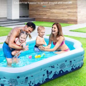 Inflatable Swimming Pool, Valwix 122" X 71" X 20" Full-Sized Family Blow Up Pools for Adults, Children, Above Ground Outdoor Garden Backyard Pool with Seat and Backrest, Summer Water Party for All