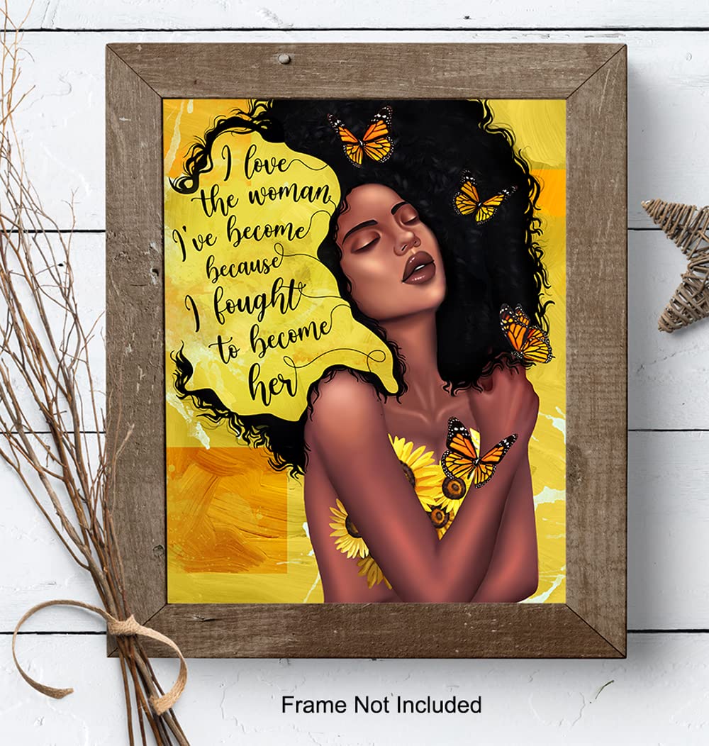 African American Wall Art & Decor - Afrocentric Wall Art - Black Art - Inspirational Wall Art Sayings - Positive Quotes Wall Decor- Encouragement Gifts for Women Girls Teens - Motivational Posters